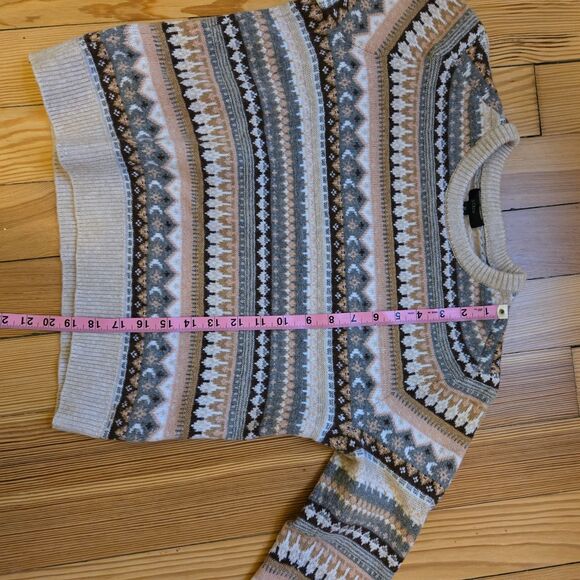 J. Crew Fair Isle Sweater Size M Lambswool Blend Eclectic Grandpa Cozy Celestial - Picture 7 of 11